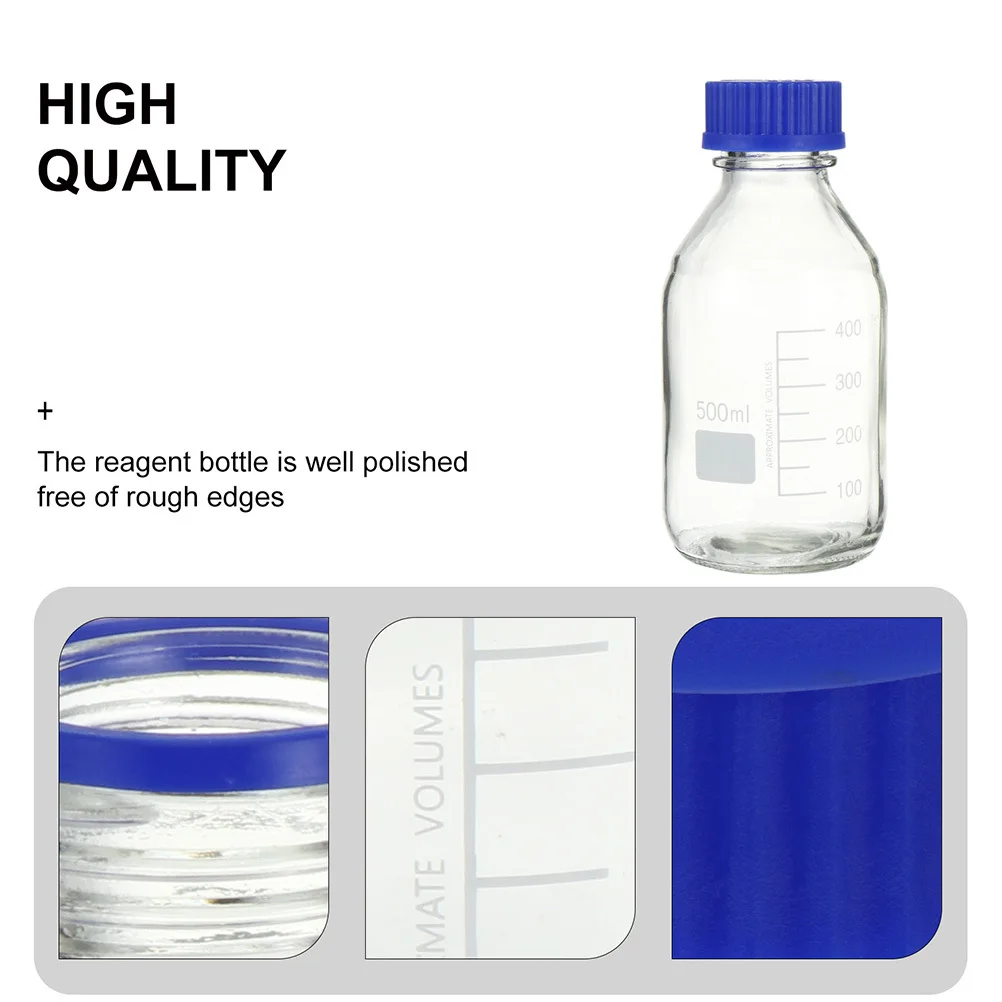 

1Pcs Laboratory Reagent Bottle Chemical Glass 500ml Sample Sealing Bottle Clear Scale Line Leak Proof Reagent Bottles