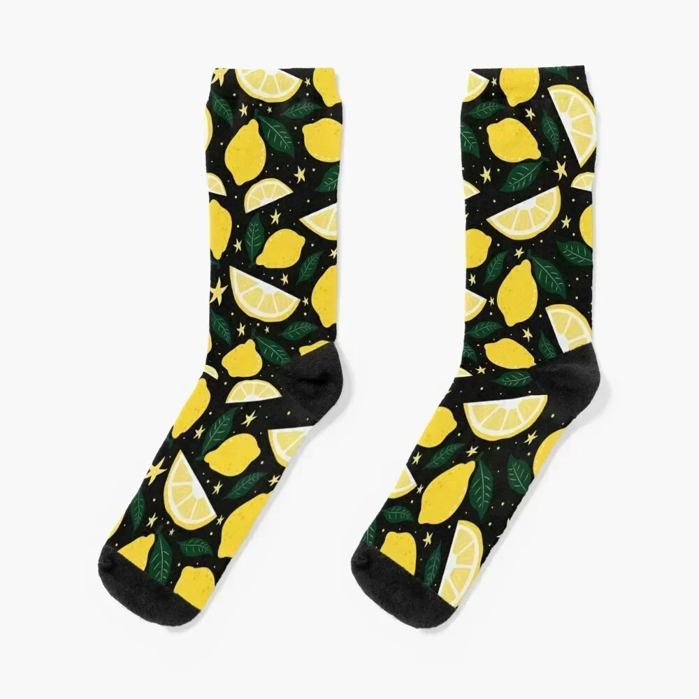 

Summer lemons pattern black Socks Hiking boots warm winter kids bright garter Women's Socks Men's
