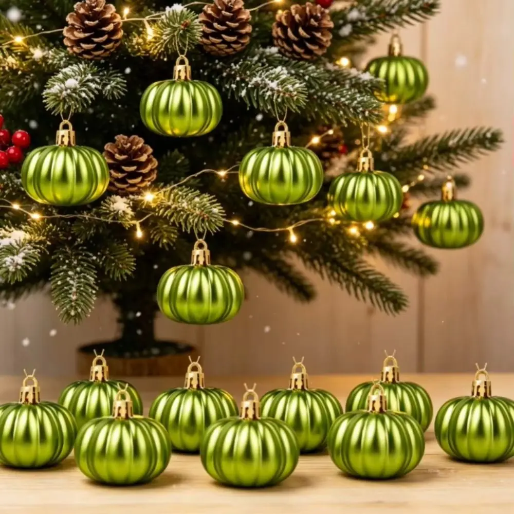 12 Pcs Matte Pumpkin Hanging Ornaments Colorful 12Pcs/Box Thanksgiving Pumpkin Ball Multi-functional Plastic