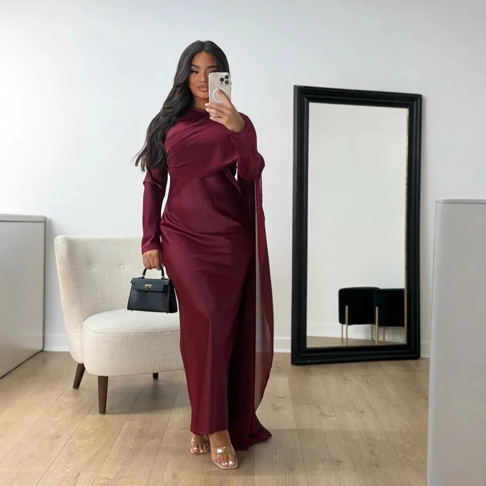 

Мусульманское платье Ид для женщин, летняя мода, кафтан с длинными рукавами, исламский арабский длинный халат, Рамадан, Марокко, Дубай, Абая, 2025 г.