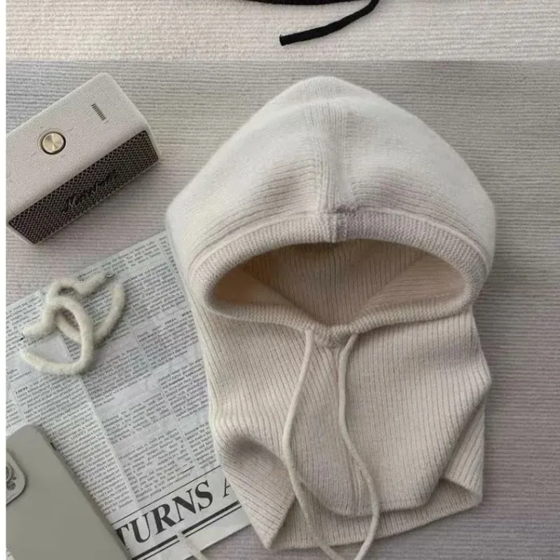 Unisex Adjustable Elastic Balaclava Cap Warm Ring Scarf Beanie Hat For Women Men Windproof Hooded Neck Collar Knitted Hat Bonnet