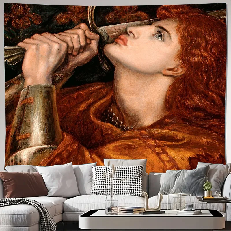 

Vintage Tapestry Medieval Knight Wall Art Gothic Fantasy Home Decor Large Throw Blanket Pixel Art Renaissance Wall Hanging