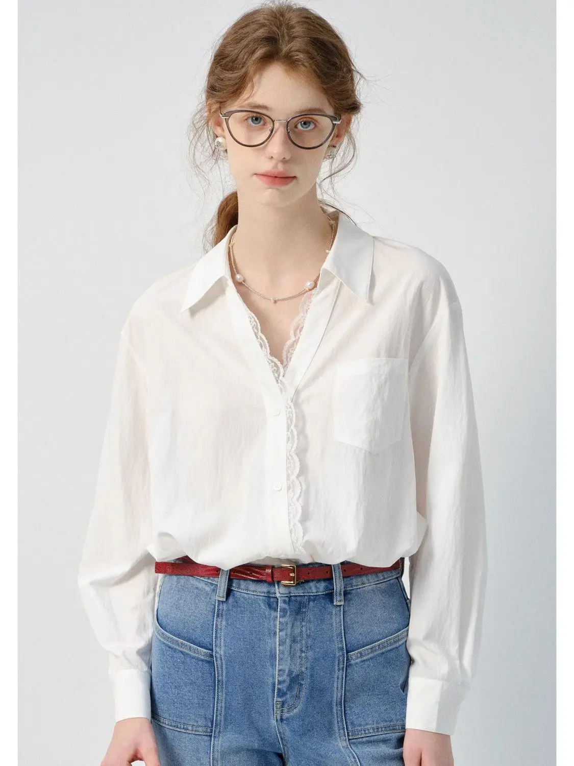 

Long Sleeve Shirts Womens Cotton Oversized Button Down Blouses Neutral Boyfriend Style Relaxed Fit Spring Daily Comfortable