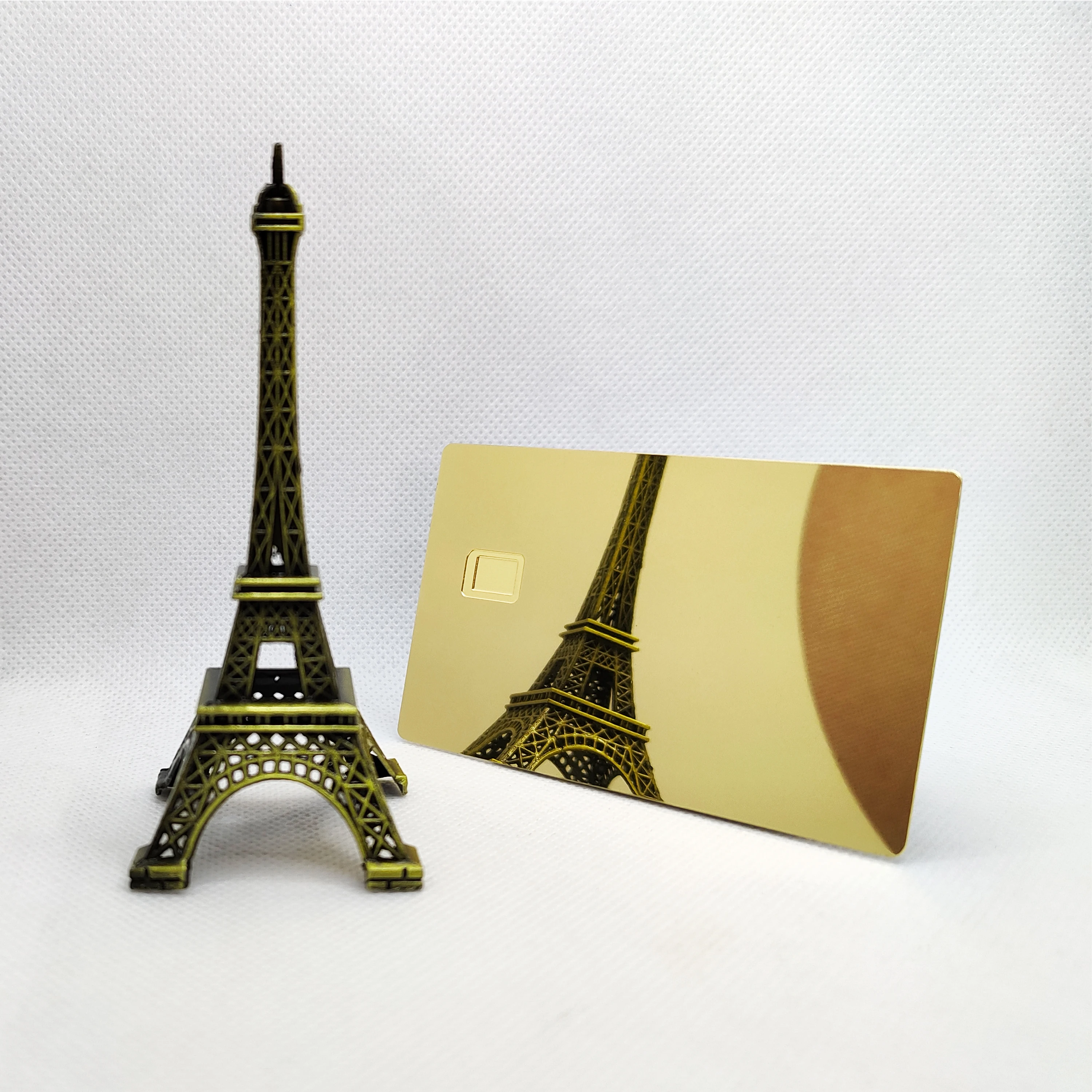 Reflective Metal Membership Card Blank com Chip Slot, espelho imprimível, 0.8mm Steel, 5 Pcs