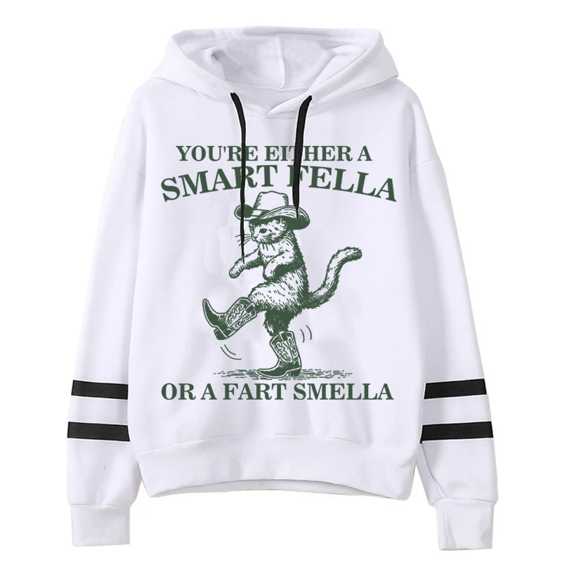 Cowboy Cats Retro Sweatshirt Hoodie You're Either A Smart Fella Western Cowgirl Sweatshirts Funny Animal Cat Lovers Gift Hoodies