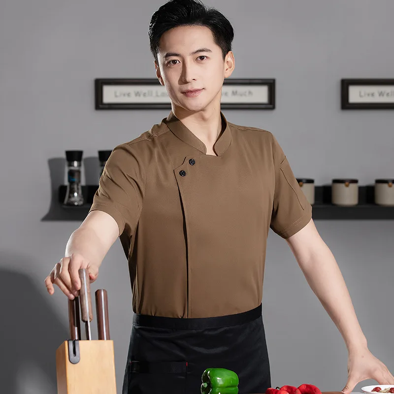 การจัดเลี้ยงโรงแรมร้านอาหารชุดเชฟฤดูร้อนแขนสั้นร้านอาหารตะวันตกร้านสเต็กโรงอาหาร Pastry Chef Workwear ผู้ชาย