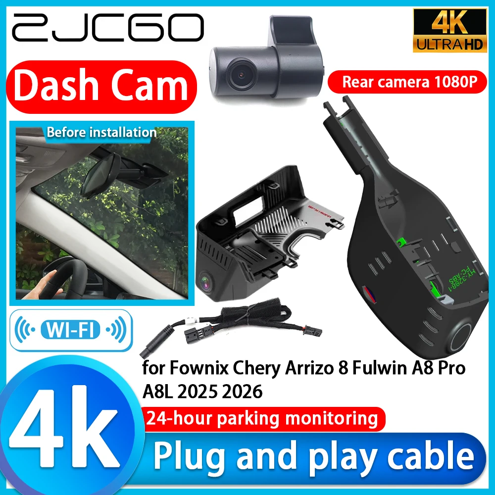 ل Fownix Chery Arrizo 8 Fulwin A8 Pro A8L 2025 2026 Wifi 4K DVR داش كام كاميرا سوني عدسة مسجل فيديو وقوف السيارات 24h رصد