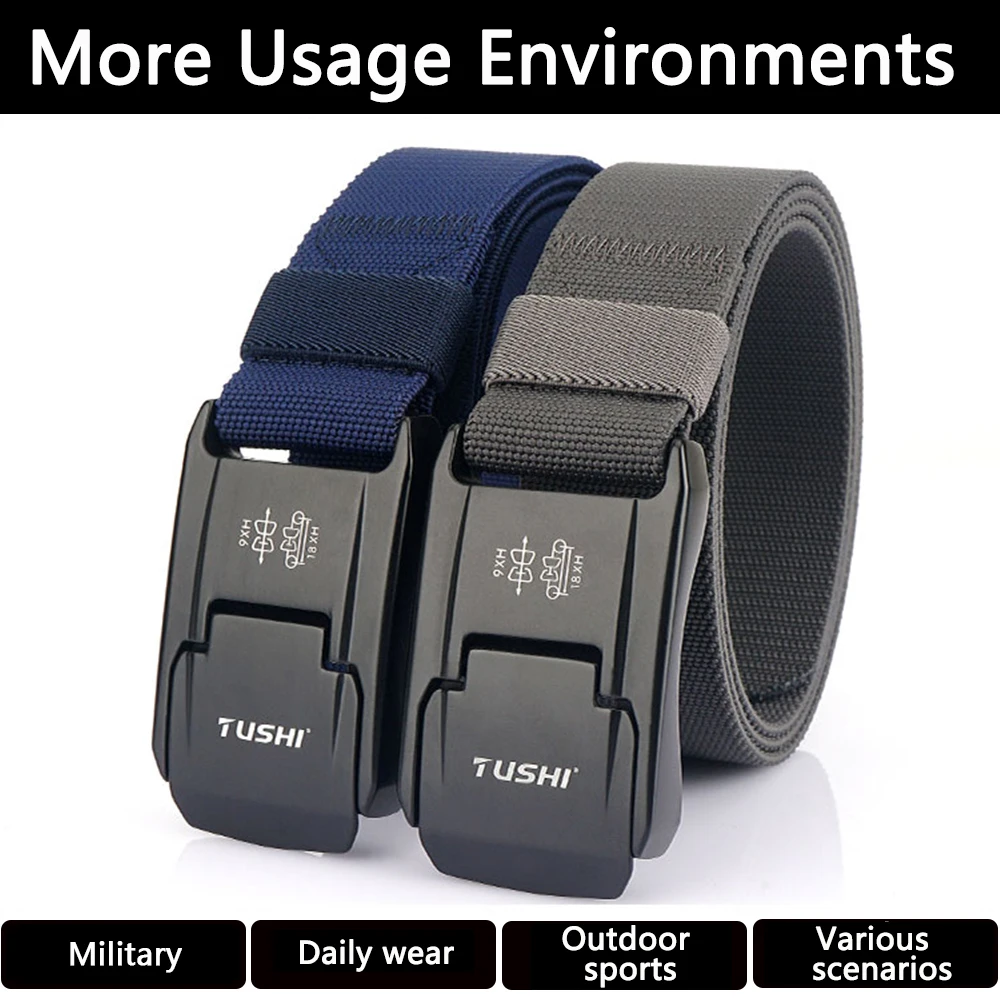 TUSHI New Military Belt For Men Nylon Tactical Belt Police Metal Buckle Breathable Casual Jeans Belt For Outdoor Sports Hunting