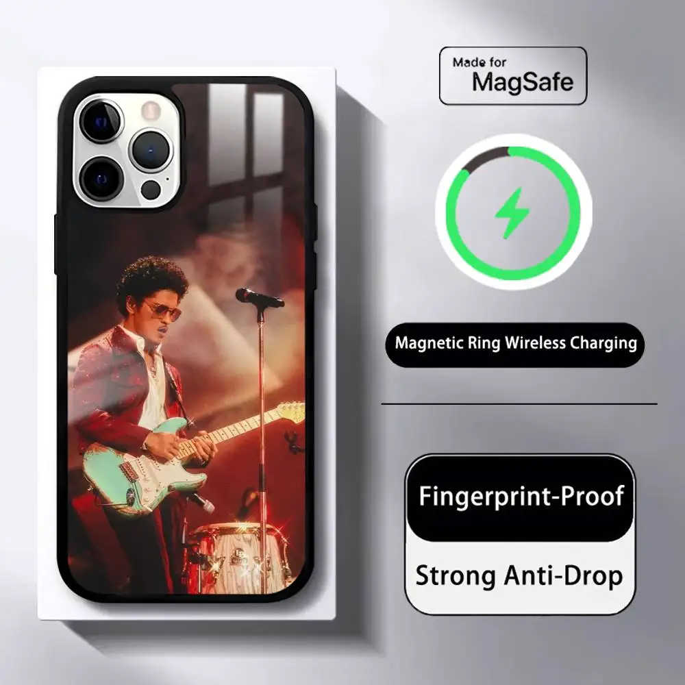Cantor b-bruno marte caso de telefone para iphone 16 15 14 13 12 11 pro max plus mini magnético magsafe capa de carregamento sem fio