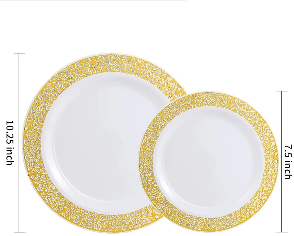 Assiettes en Plastique Dorées pour ix, diligence et Dessert, 40 ou 20 Pièces