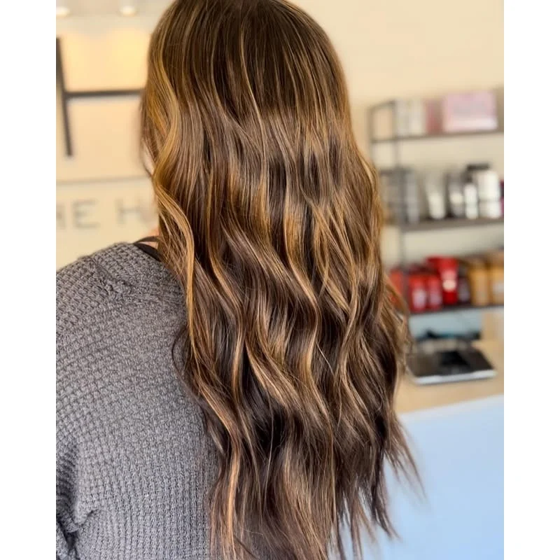 Balayage Chestnut Brown Blonde Highlight 13x4 Lace Front Human Hair Wigs
