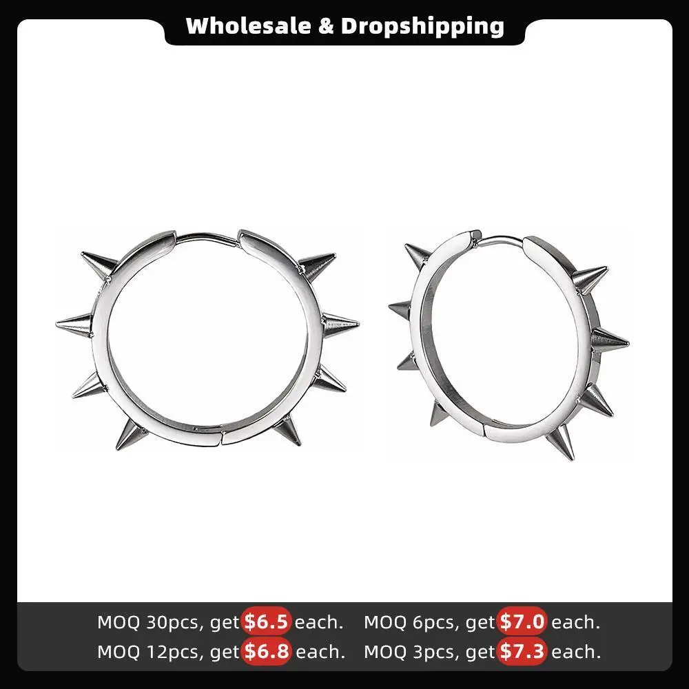 ENFASHION Spike Hoop Shape Earring Stainless Steel Silver Color Hoop Earrings Pendientes Mujer Fashion Jewelry Party E221368