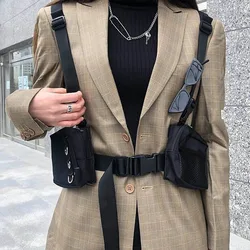 Hip Hop Chest Bag Tactical Streetwear Waist Pack Unisex Outdoor Functional Vest Bag Two Pockets Harness Chest Rig Bag Disco Pack