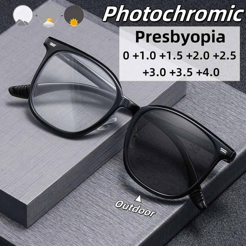 

New Minimalist Large Frame Photochromic Presbyopia Glasses Fashionable and Comfortable High-definition Anti Blue Light Glasses