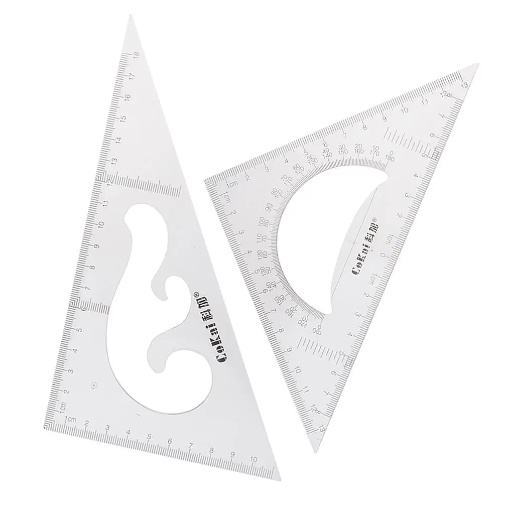 Triangle Geometry Ruler Set Clear Plastic Accurate Angle Measurement for Artists Teachers