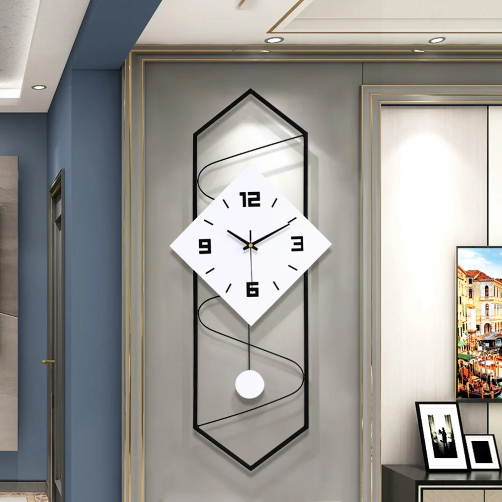 

White Decorative Wall Clock with 2 Traceless Nails, Traceless Hook and 2 AA Batteries for Kitchen, Dining Room, Living Room
