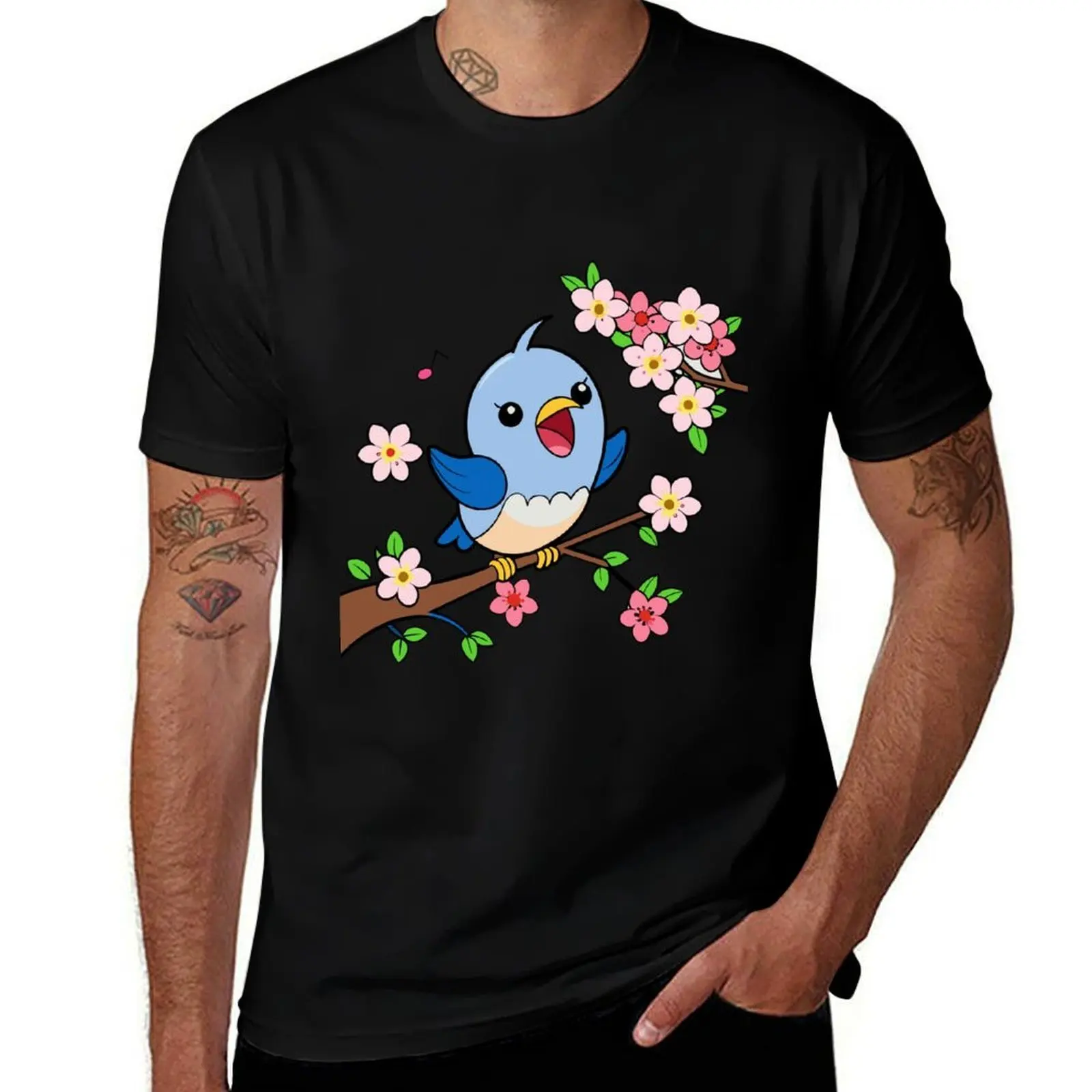 

Kawaii Bird Sings Joyfully T-Shirt Blouse cute tops croswit shirt man t shirts for men cotton