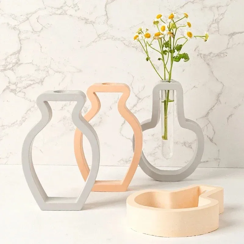 

2pcs 2026 new nordic style simple vase silicone mold diy hydroponics flower pot craft gifts making plaster resin casting molds