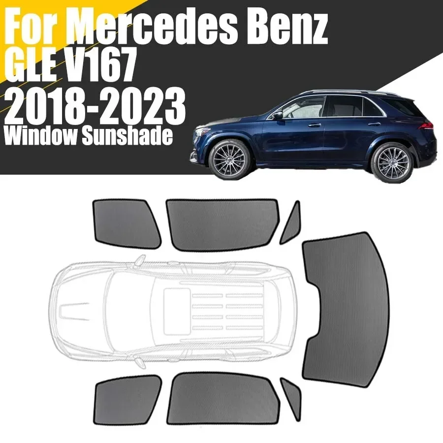 Custom Magnetic Car Window Sunshade For Mercedes Benz GLE V167 2018-2023 Curtain Mesh Front Windshield Frame Curtain 