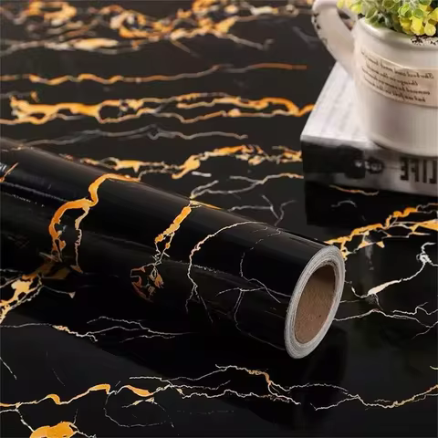 1 Roll Self-Adhesive Marble Wallpaper Oil-Proof Waterproof for Kitchen Cupboard Counter Backsplash Room Decor Easy to Cut