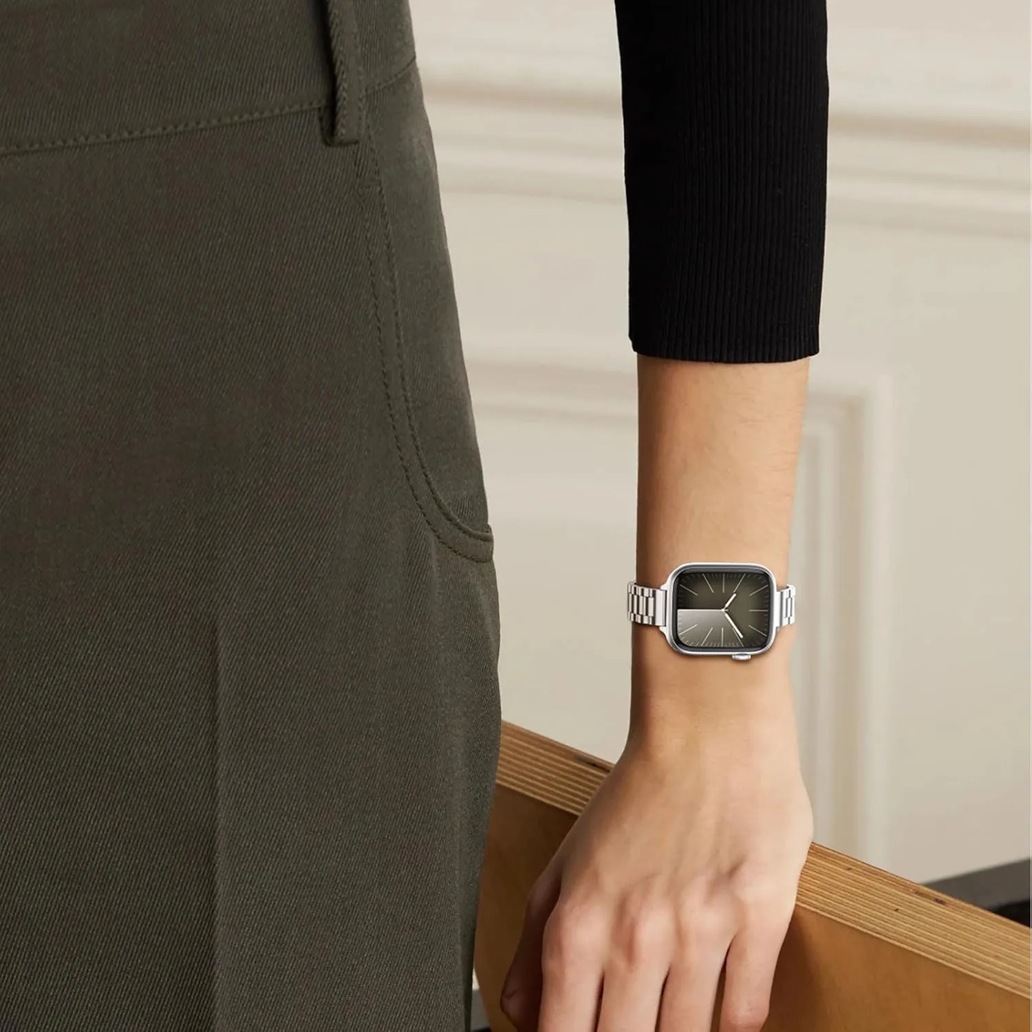 Cienki pasek do zegarka ze stali nierdzewnej kompatybilny z Apple Watch Series 9 8 7 6 5 4 3 SE Ultra 38mm 40mm 41mm/42mm 44mm 45mm 49mm