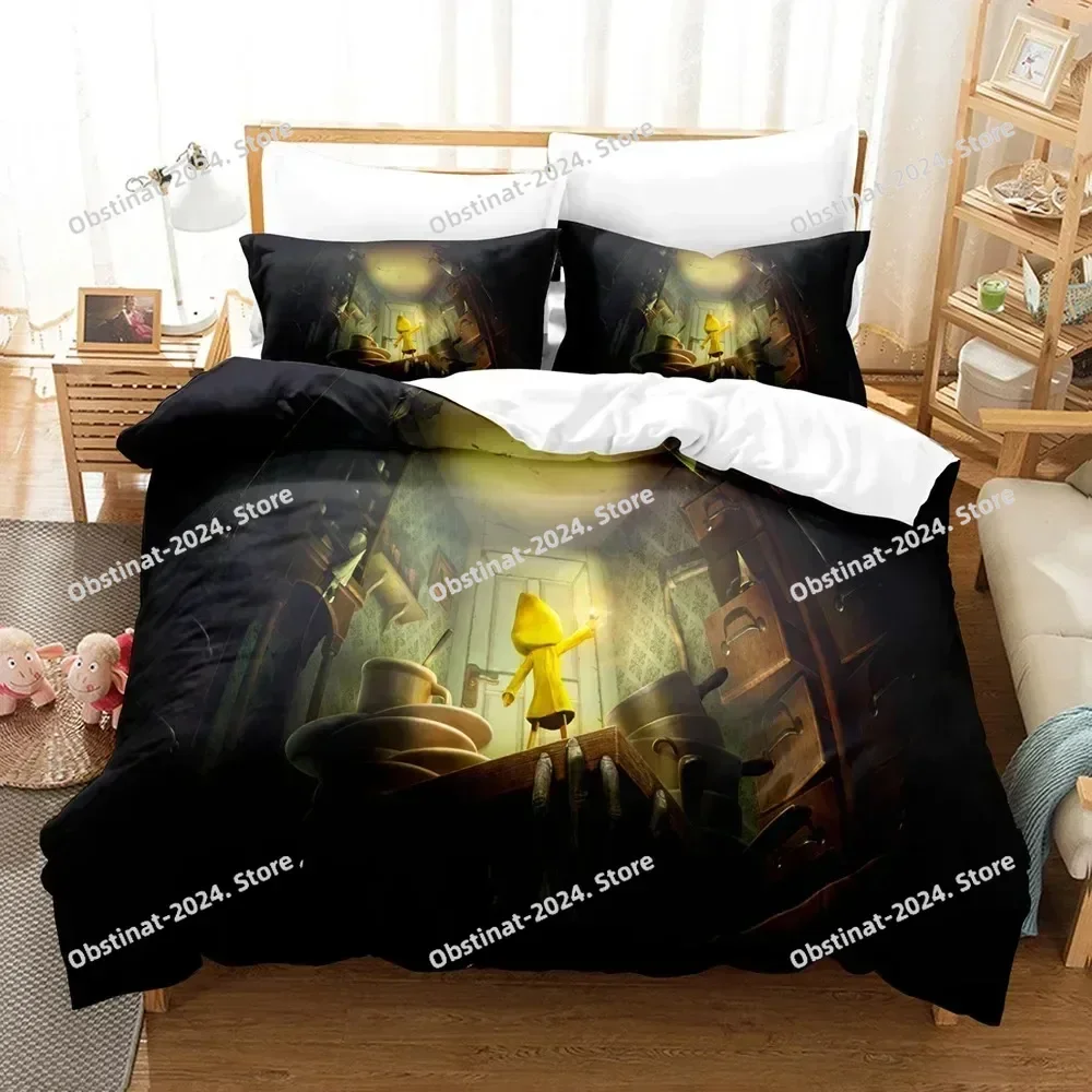 طقم سرير من Top Game Little Nightmares طقم سرير مطبوع مع غطاء وسادة غطاء لحاف سرير ناعم فردي مزدوج كوين سوبر كينج مقاس