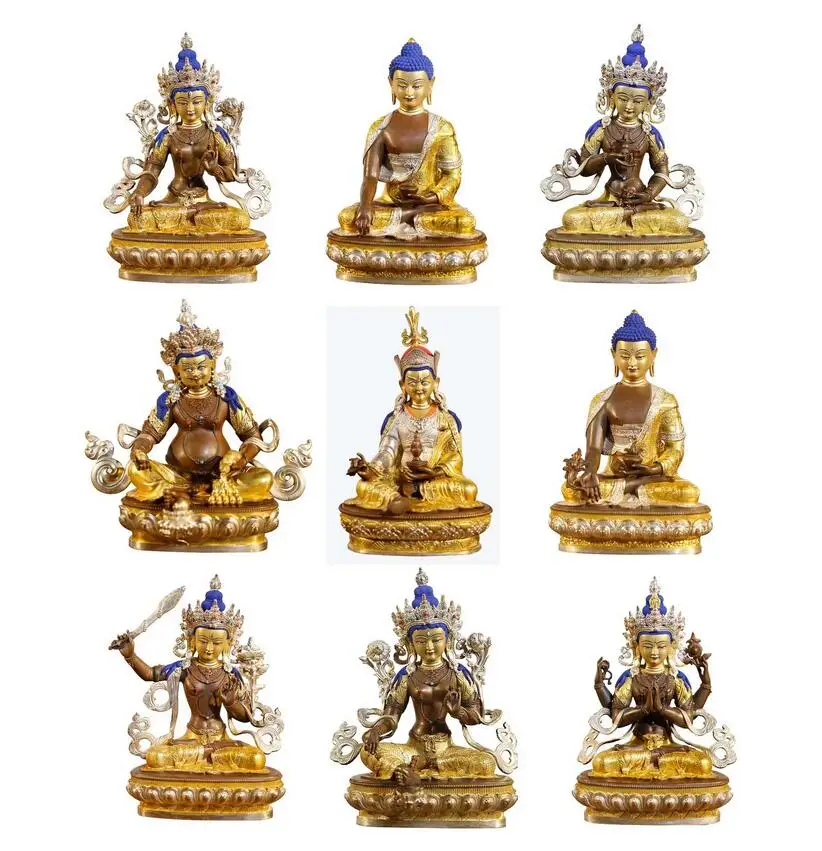 

Tibet Nepal High grade Buddha statue Sakyamuni Amitabha Jambhala Guan yin Tara Manjusri Vajrasattva copper buddha statue