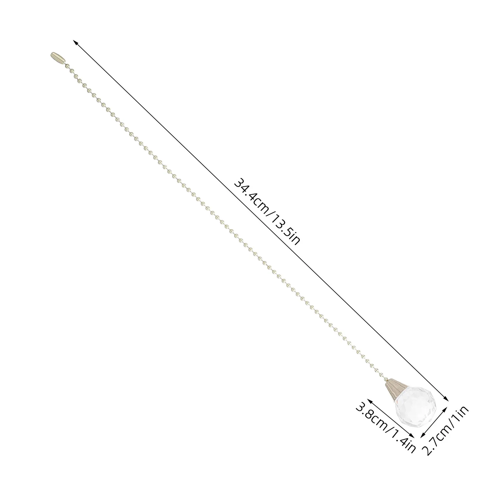 2Pcs Ceiling Fan Chain Extension Crystal Prism Clear Ball Decorative Pull Chain Extenders Smooth Operation for Ceiling Lights