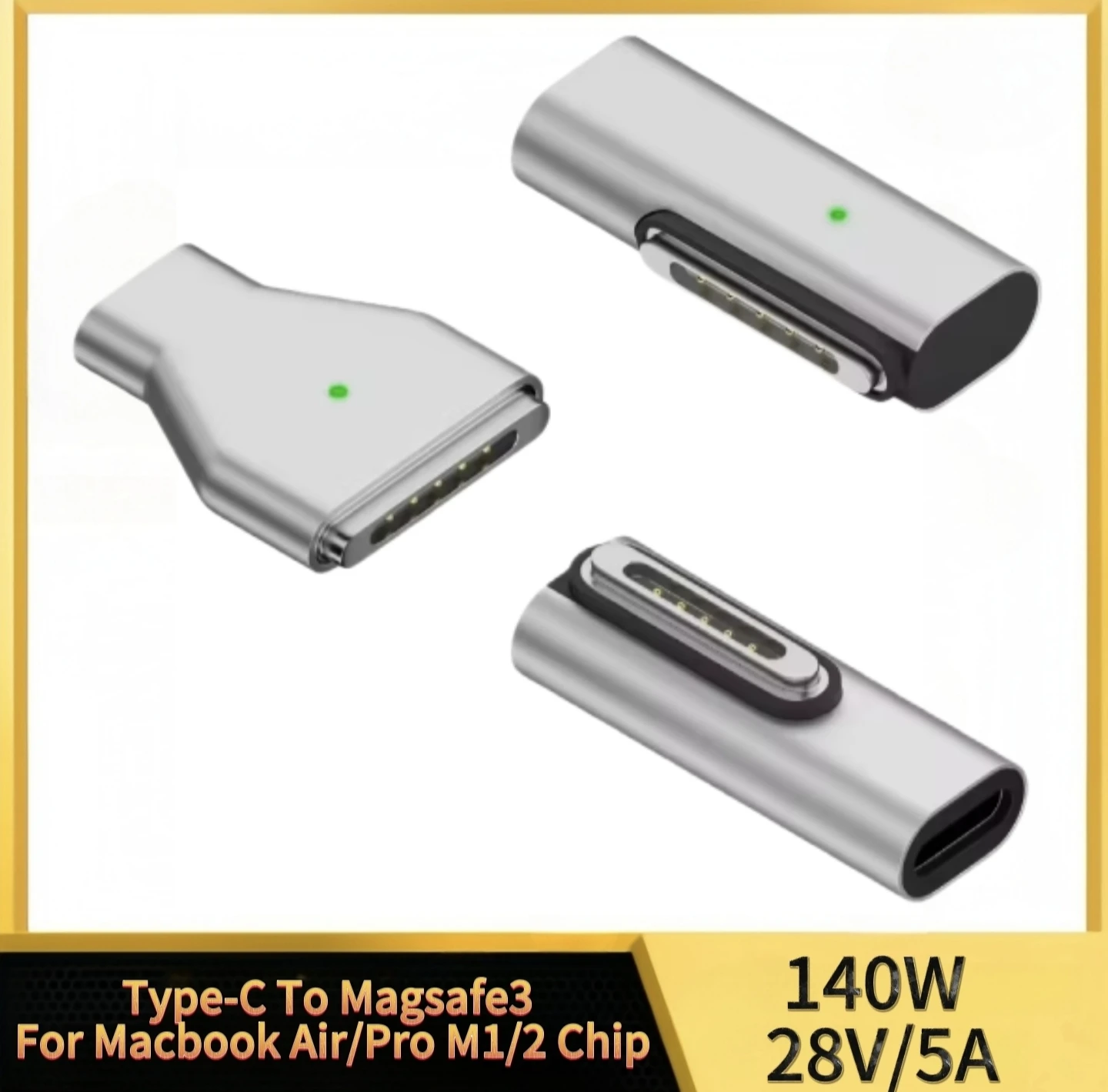 

Type-C Female to Magnetic USBC PD 140W PD Fast Charging Zinc Alloy Adapter Connector Female to Magsafe 3 for Macbook Air/Pro M2