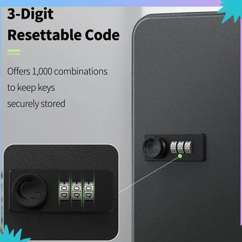 ABZW Szafka na 28 kluczy z organizerem na klucze Kock do montażu na ścianie z 40 identyfikatorami etykiet na klucze