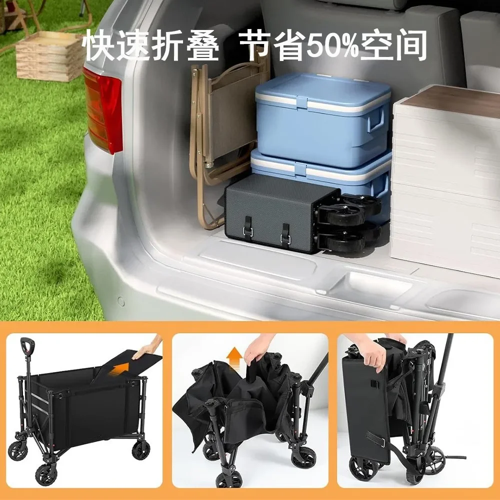 Outdoor folding cart new strong load oversized pole stall picnic shopping portable camp trailer camper