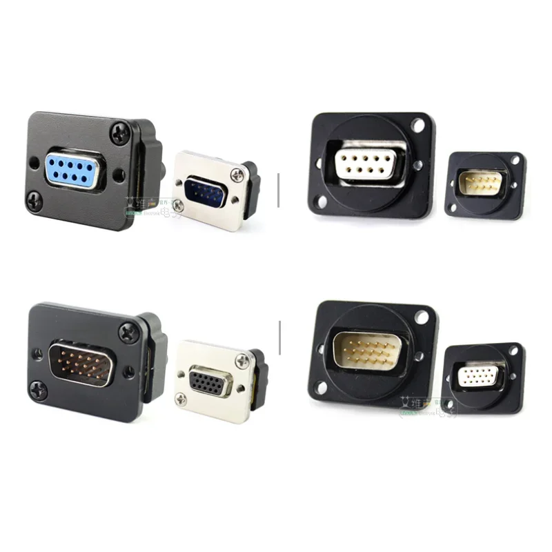 1Pcs D-type module base socket VGA female to female DB15-pin dual-pass solderless panel DB9 data head RS232 interface