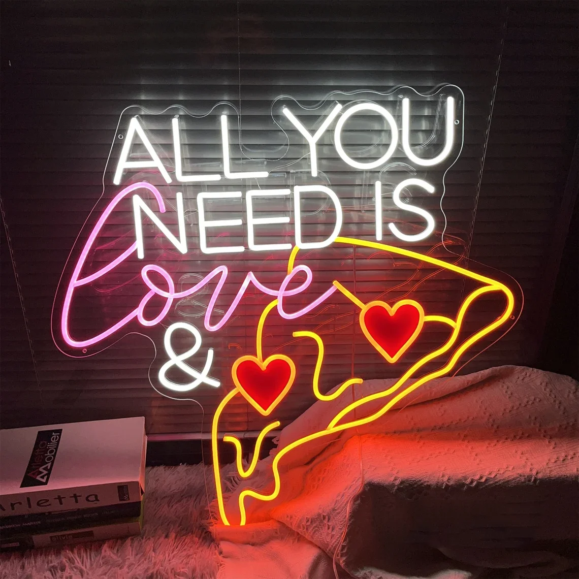 

All You Need Is Love & Pizza Custom Neon Sign Food Home Wall Decor Personalized Sign Bar Room Party Welcome Sign