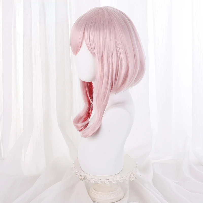 Anime takt op. Destino cosplay peruca destino rosa vermelho cabelo curto resistente ao calor fibra de cabelo + peruca livre boné dia das bruxas meninas