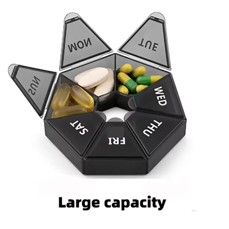 

1pc Carry-On Portable One Week Large Capacity Pill Box Dustproof Dispenser Seven Days A Week Transparent Pill Organizers
