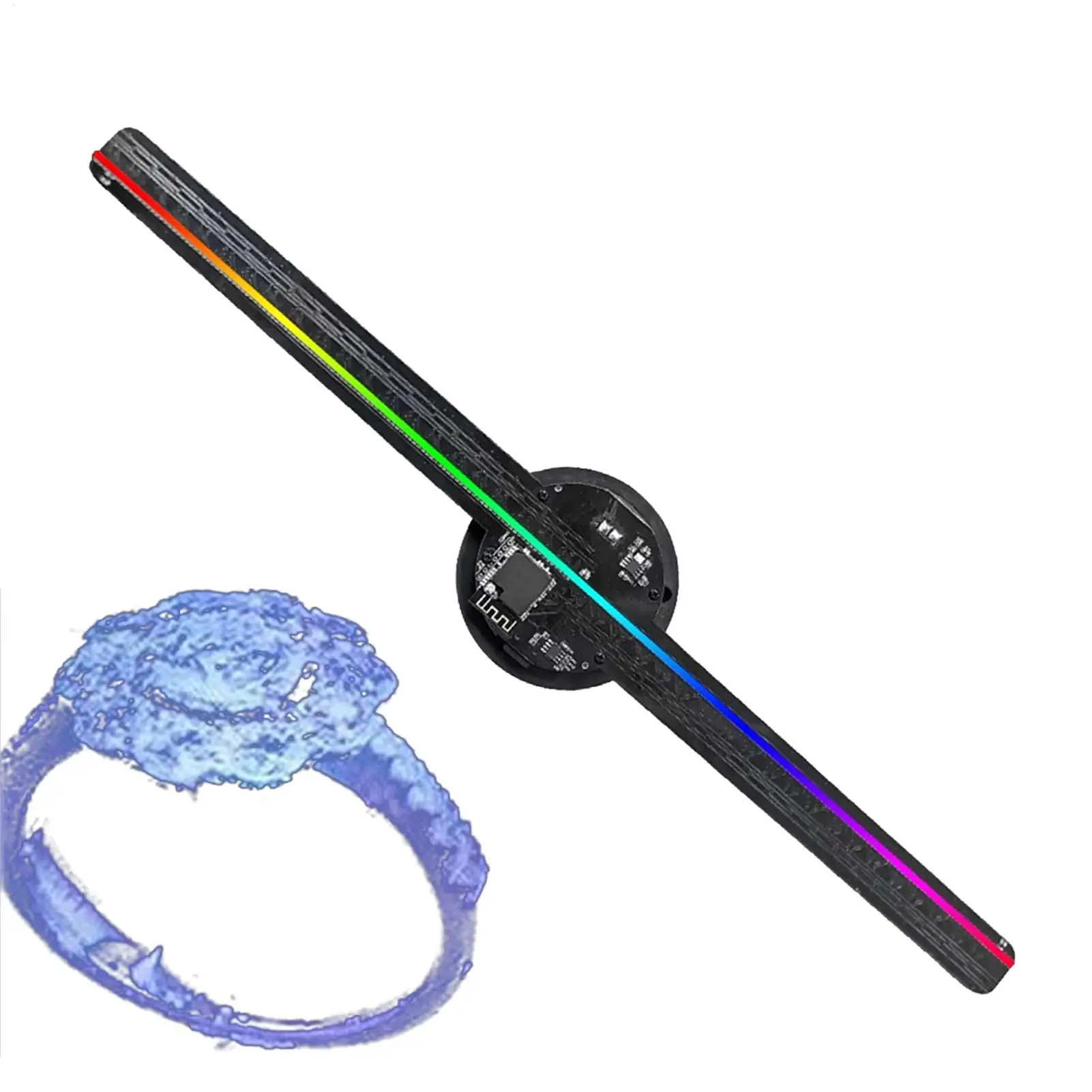 Projetor de holograma 3D com resolução 2000X224 Projeção holográfica 3D Ventilador de exibição de controle remoto de 16,5 polegadas para imagem de Natal