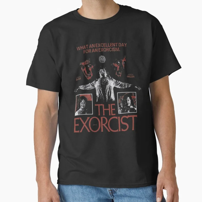 

1973 Movie Vintage Retro horror movie The exorcist creepy demon Scary halloween Gift T shirt for men large size Tops