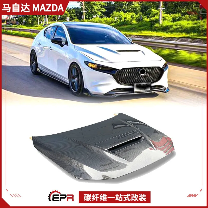 

Подходит для Mazda 3, Axela, модернизированная крышка двигателя из углеродного волокна BP, передняя крышка двигателя