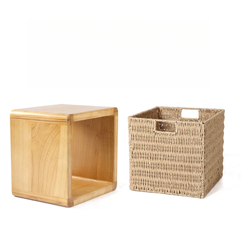 Solid Wood Low Stool Japanese Children's Bench Minimalist Entryway Shoe Seat Compact H-Shaped Stool for Doorway