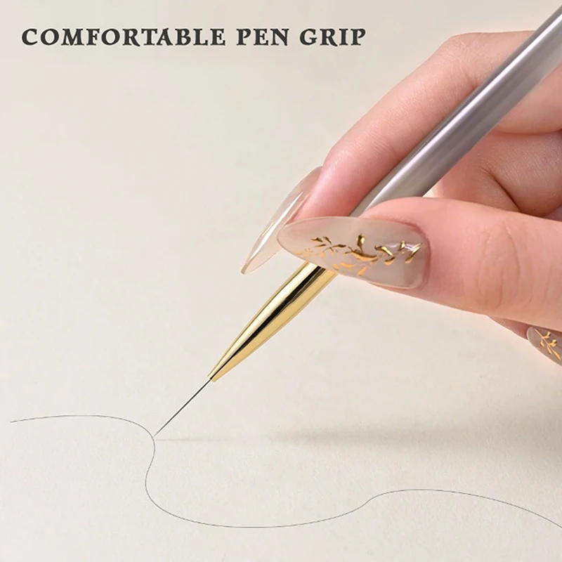 *5Pcs Acrylic Handle Extremely Fine Nail Art Liner Pen DIY Painting Brush Drawing Lines Stripe Flower Painting Pen UV Gel Brush