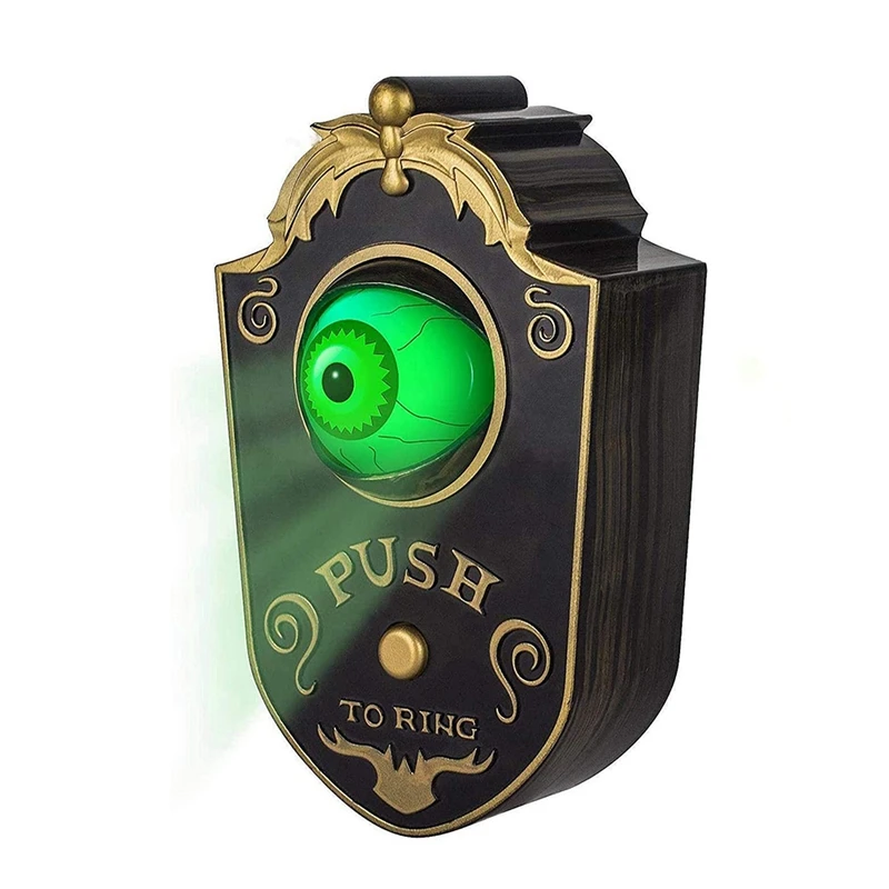 Дверной звонок, дверной звонок на Хэллоуин, ужасное одиночное глазное яблоко, светящийся подвесной дверной звонок, украшение для вечеринки в честь Хэллоуина-ABJU