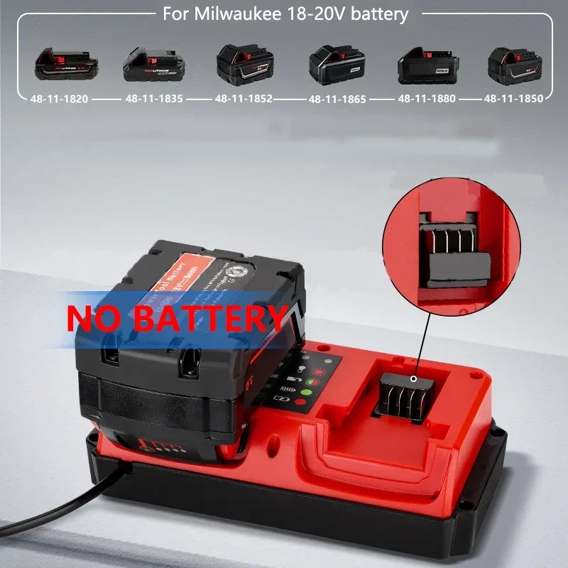 Cargador de batería rápido de repuesto para batería de iones de litio Milwaukee de 18V, puerto dual AC100V ~ 240V enchufe UE EE. UU. Reino Unido AU