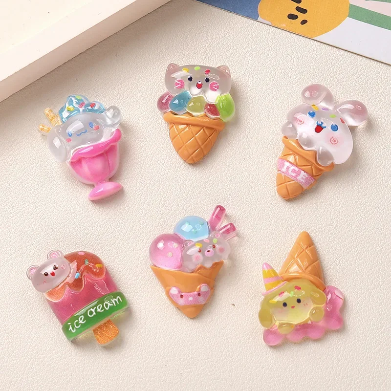 5pcs Cartoon Resin Flatback Cabochons for Diy Jewelry Making Crafts Material ice cream sanrio kt pompompurin image 3