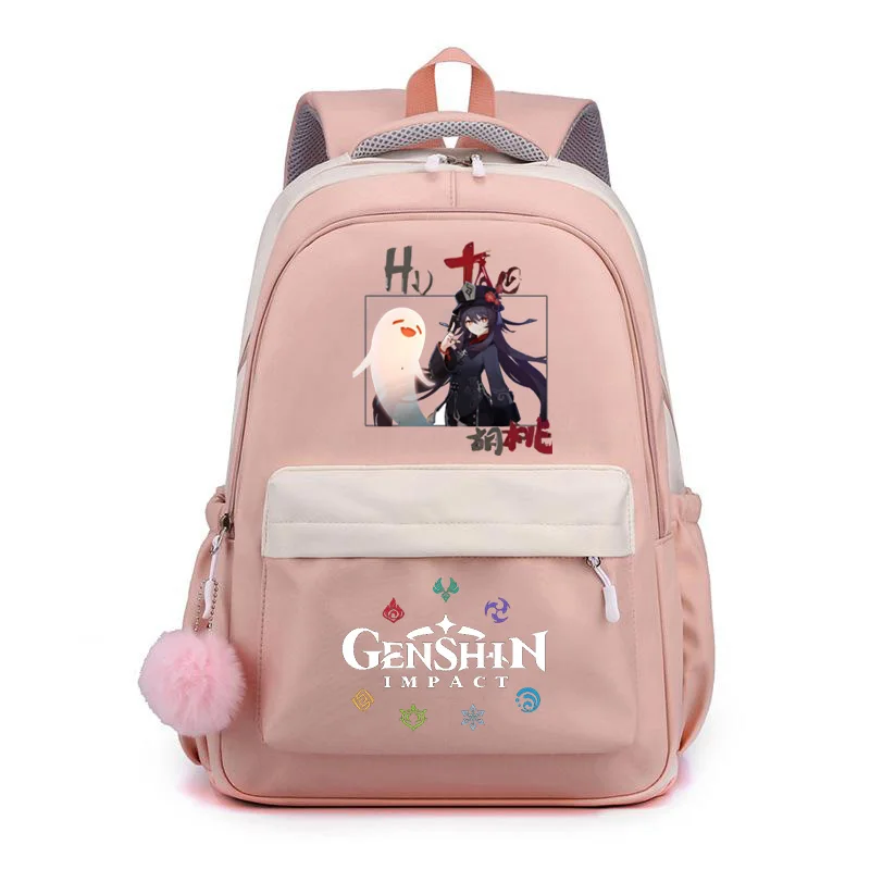 High Capacity Student Backpack Game Genshin Impact Printed Backpacks Women Canvas Travel Bag Fashion School Bags For Girls Boys