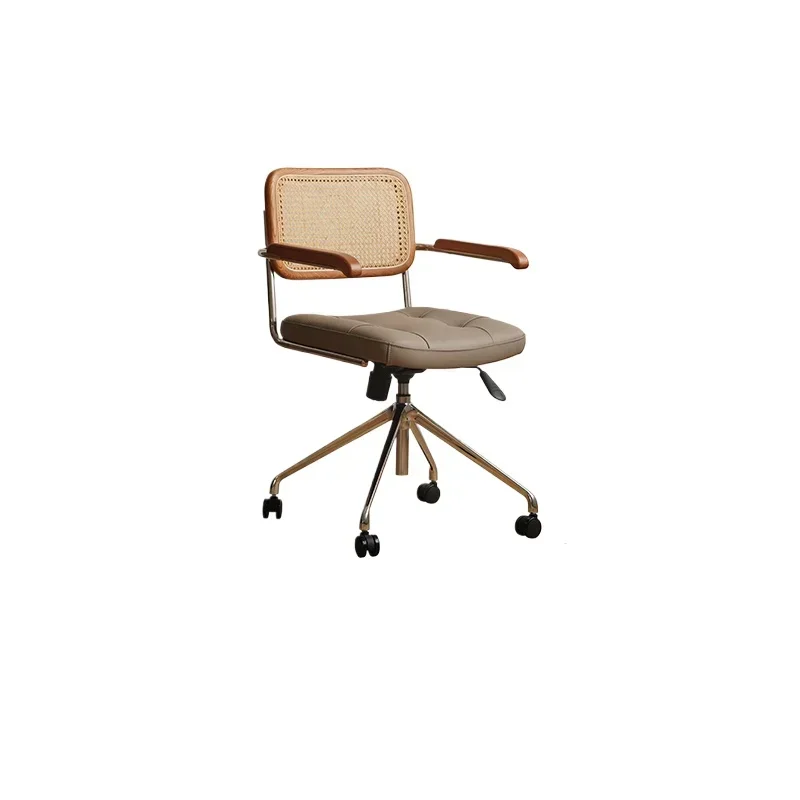Retro rattan computer chair household Japanese study lifting rotating office chair