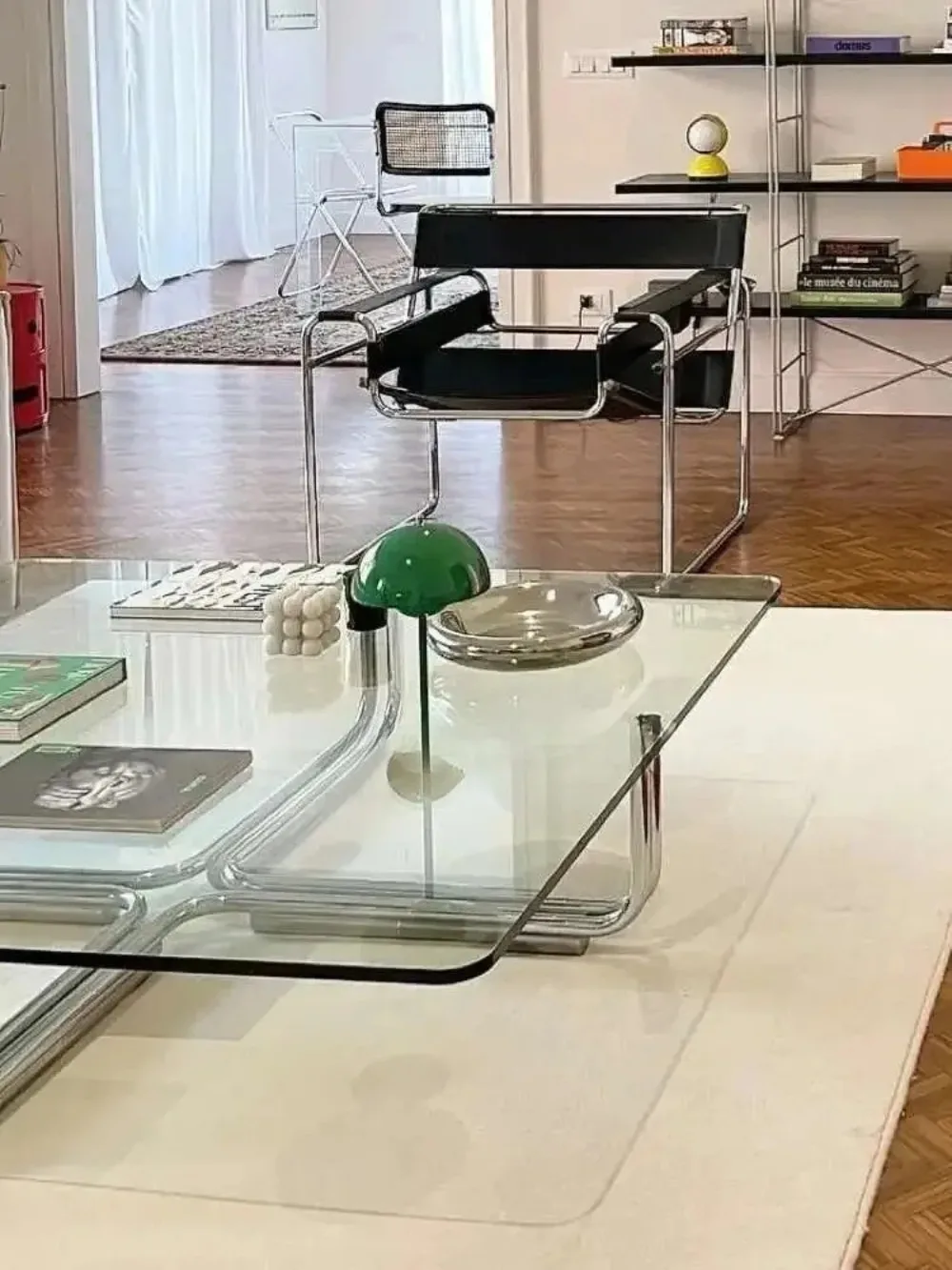 Customizable Transparent square glass coffee table, stainless steel low table