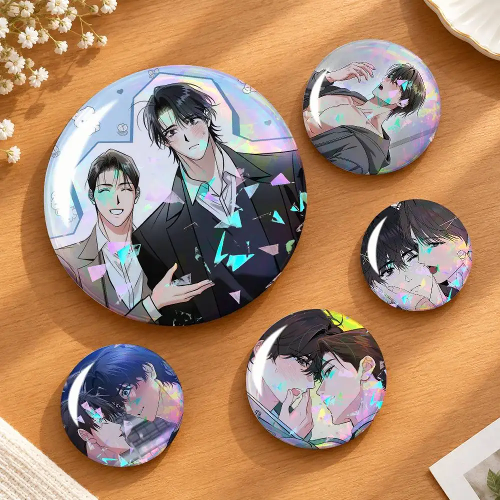 Manhwa Hit Me Hard Woon-ha Gyu-won Custom Tinplate Round Button Badges Pins Brooches for Clothes Backpack