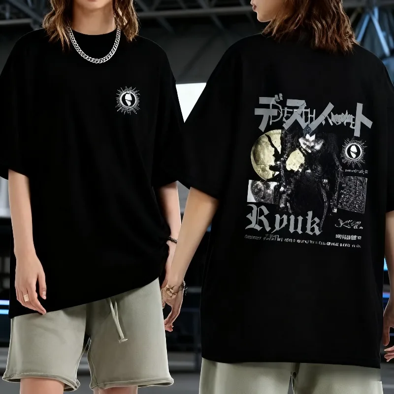

2025 Summer Japanese Anime Death Note Ryuk 100% Pure Cotton Printed T-shirt Men Women High Quality Fashion Tee Hip HopStreetwear