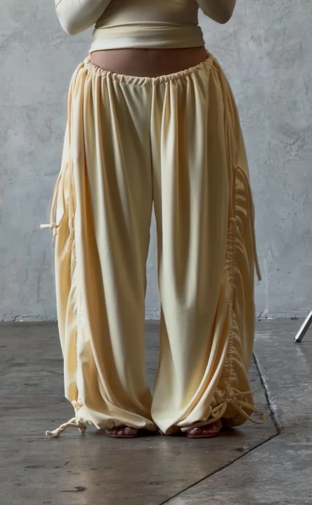 Damen Y2K Baggy Weite Hose mit Elastischem Bund und Verstellbarem Kordelzug, Lässige Lose Bodenlange Hose, Streetwear, Übergröße – Detail 16