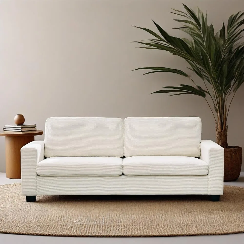 

83" Comfy Corduroy Couches, Modern Upholstered Sofa with Wide Armrests, Cloud Couch with Deep Seat Sofa,Sturdy Structure,Easy As